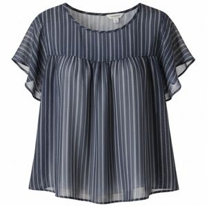 Ava & Viv scoop neck semi sheer stripe plus size flutter sleeve top size 1X